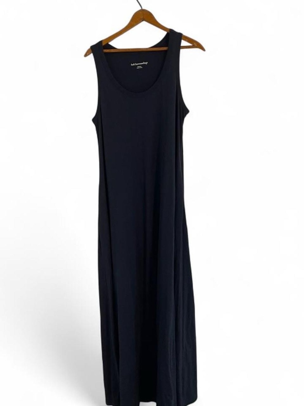 Soft Surroundings Women's M Navy Blue T-Shirt Knit Cotton Sleeveless Maxi Dress